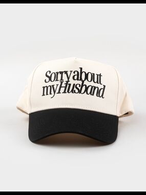 Altar'd State Cream and Black 'Sorry About My Husband' Baseball Cap